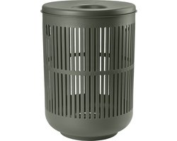 Zone Denmark Ume Wasmand met Deksel - 60 liter - Olive green (groen) - Kunststof - Ronde Wasmand met Hengsel - Wasbox of Opbergmand