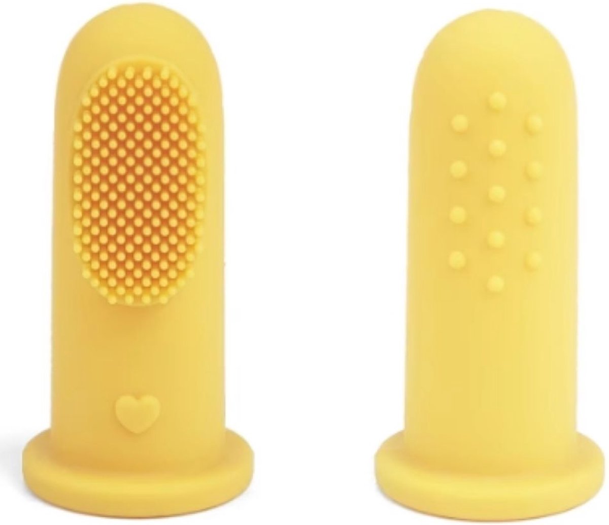 Goedkoopste Finger Toothbrush | Vingertandenborstel Baby | 2 stuks per verpakking | Tandenborstel Silicone | Yellow