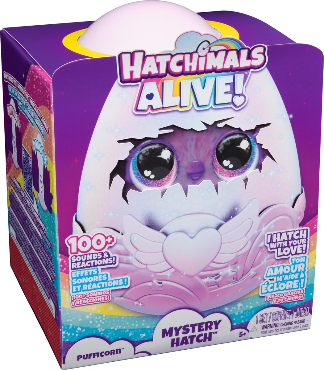 Hatchimals Alive - Mystery Hatch Pufficorn - Interactief verrassingsspeelgoed in een ei met mist, lichtjes en geluiden — afbeelding 7