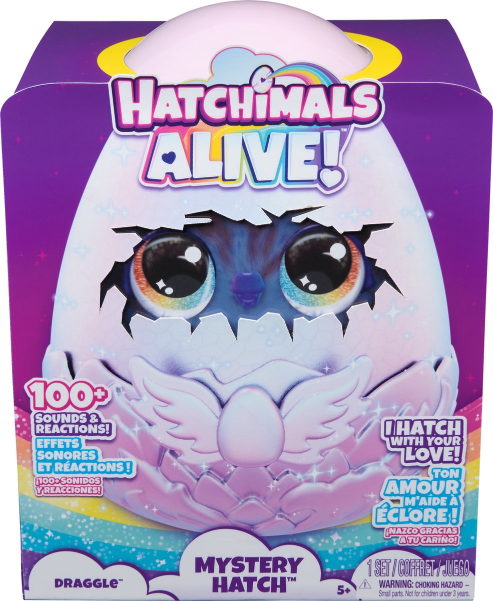 Hatchimals Alive - Mystery Hatch Draggle - Interactief verrassingsspeelgoed in een ei met mist, lichtjes en geluiden — afbeelding 6
