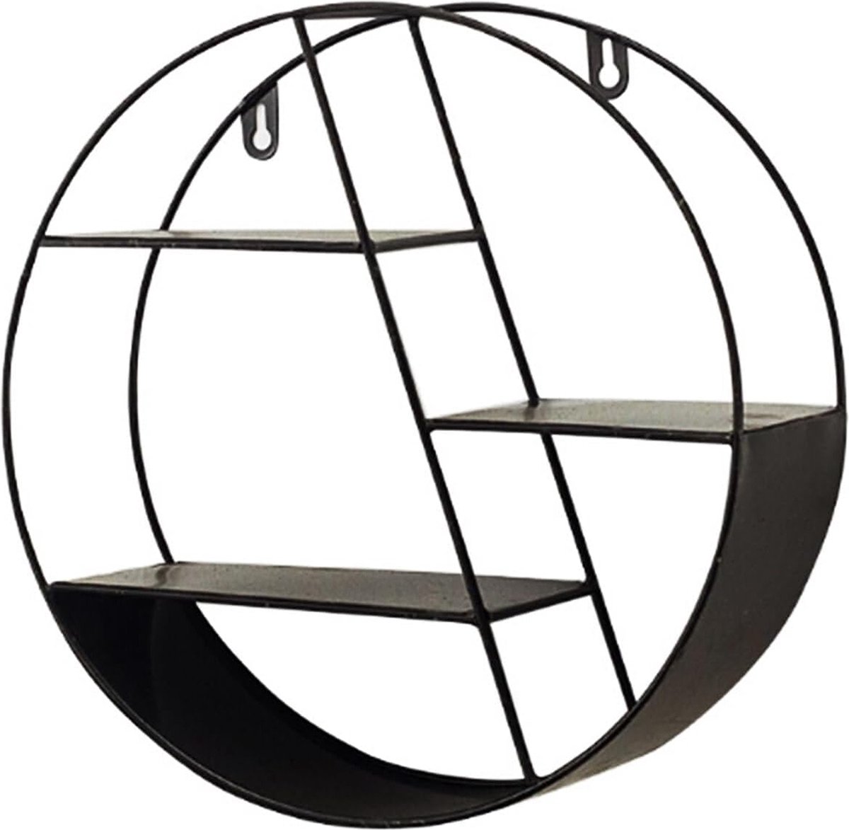 Caryota Wandrek Rond - Volledig Metaal - Wanddecoratie - Zwart - 29 x 29 x 10 cm
