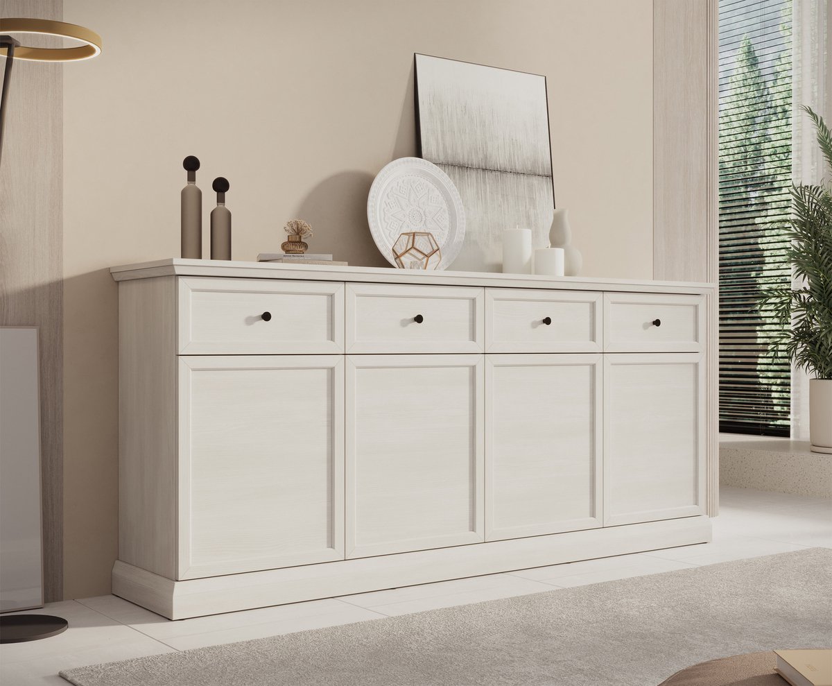 Meubella - Dressoir Leroy - Wit eiken - 193 cm