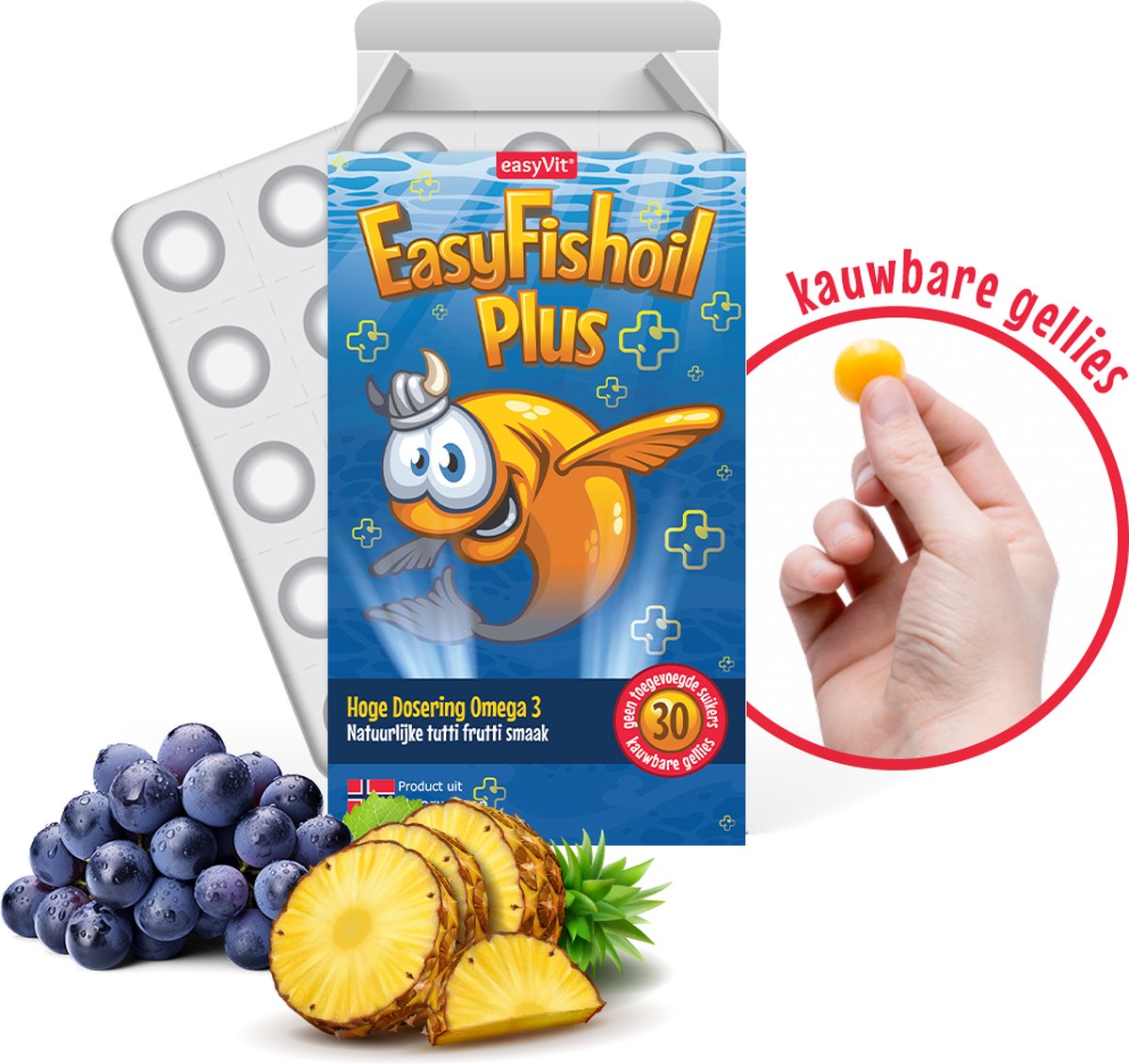 Goedkoopste Easyfishoil Omega-3 visolie voedingssupplement met hoge dosering Omega-3 EPA/DHA. Zachte gummies ter ondersteuning van de algehele gezondheid van kinderen