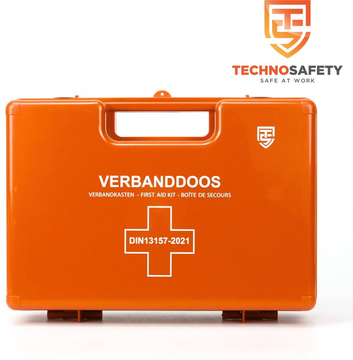 Goedkoopste Technosafety EHBO Verbandkoffer - Europees goedgekeurd - Verbanddoos BHV - Incl. wandhouder en bevestigingsmateriaal - Noodpakket