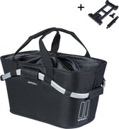 Basil Classic Carry All Fietsmand MIK - Achter -Waterafstotend Polyester - Zwart - 22 Liter -Inclusief binnenvak en aansnoerkoord.
