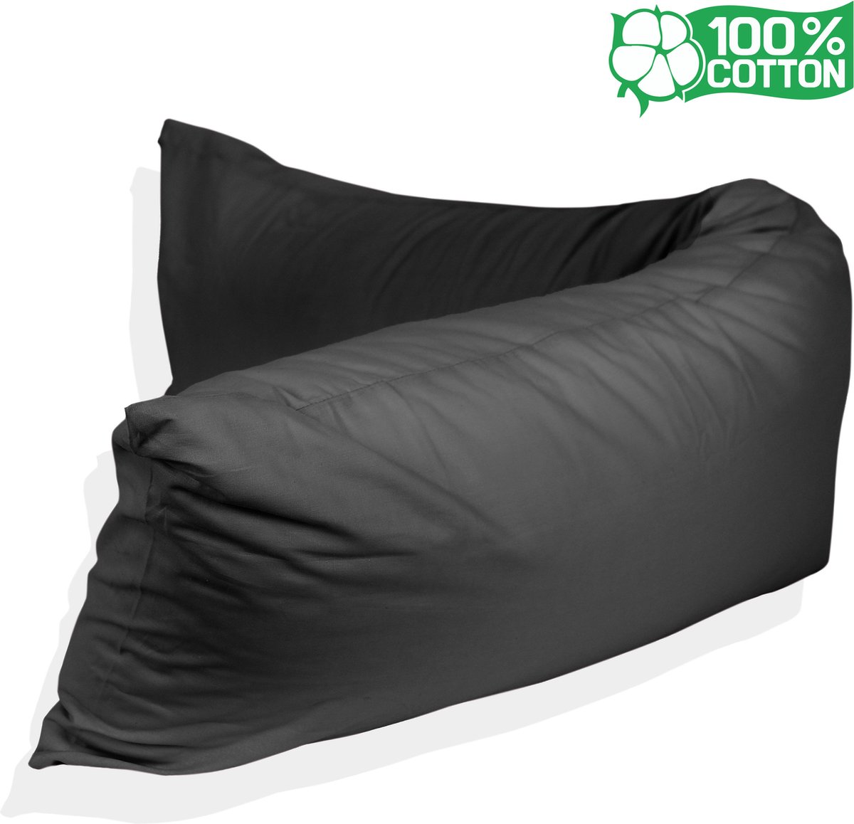 Katoenen lichaamskussen sloop - Lichaamskussen sloop 40 x 145 - Body Pillow sloop - 100% katoen - Kussensloop - Zwart - Zwangerschapskussens sloop - Voedingskussen sloop