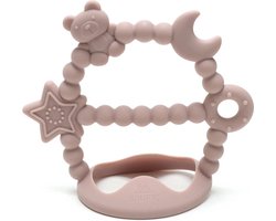 Snufie Galaxy Sterren Bijtring – 100% Siliconen – Baby Speelgoed – Kraamcadeau – Babyshower Cadeau – BPA-vrij – Vanaf 3 maanden – Blush