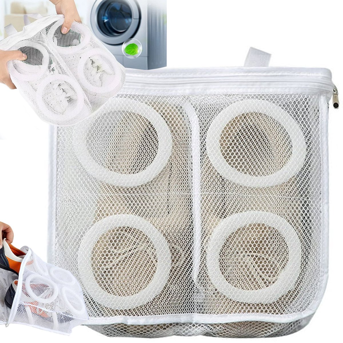 Goedkoopste Shoeple Waszak - Wasnet Voor Schoenen - Waszak Voor Schoenen - Schoenen Waszak - 27 x 23 Cm - Delicaat Wasgoed - Schoen Wassen - Schoenenwaszak