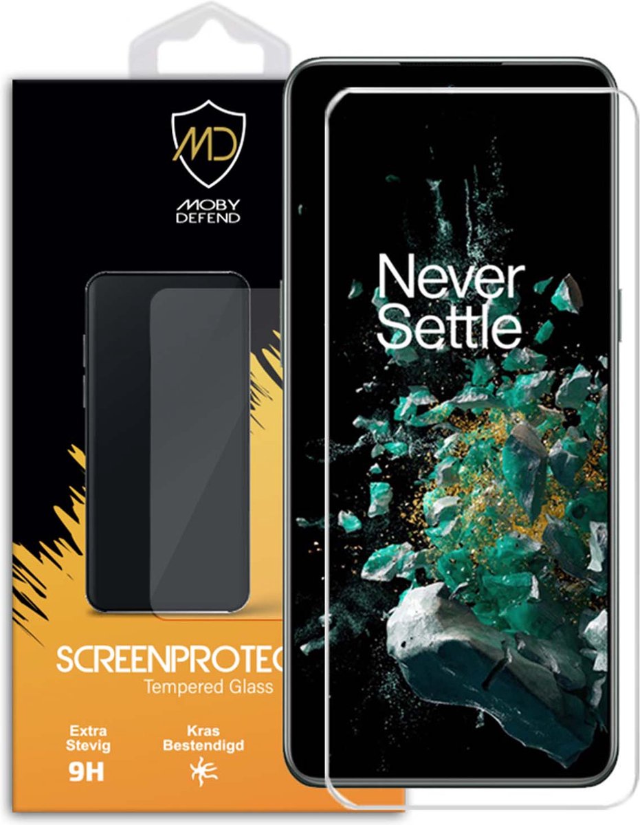 MobyDefend Screenprotector - Geschikt voor OnePlus 10T - Case-Friendly Screensaver - Gehard Glas