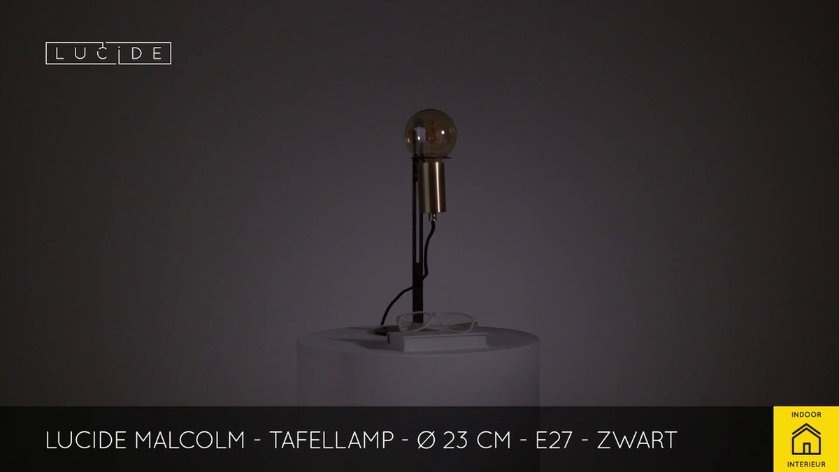 Lucide MALCOLM Tischlampe – 23 Cm, Schwarz, Höhenverstellbar, Mit E27 Fassung, Inkl. Schalter Am Kabel