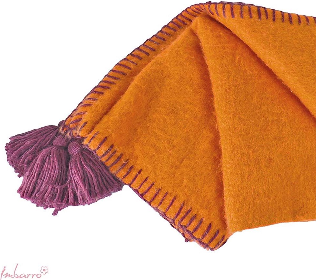Imbarro - Plaid - Kleed - Evie - Orange - Wol, Acryl en Nylon - 130x170cm