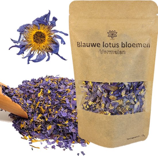Egyptische blauwe lotus - Vermalen bloemen - 15 gram - Meditatie Thee - Lucid Dreaming - Ontspanning - Nymphaea cearulea - Stress verlagend
