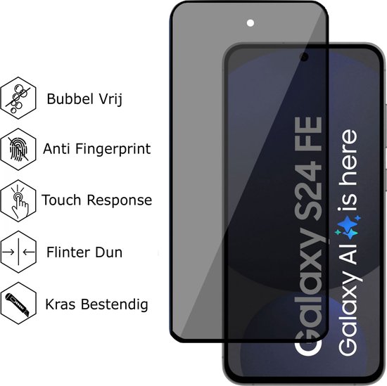 Convient pour Samsung Galaxy S24 FE - Coque + Protecteur d'écran de confidentialité - Privé - Couvercle en Glas trempé