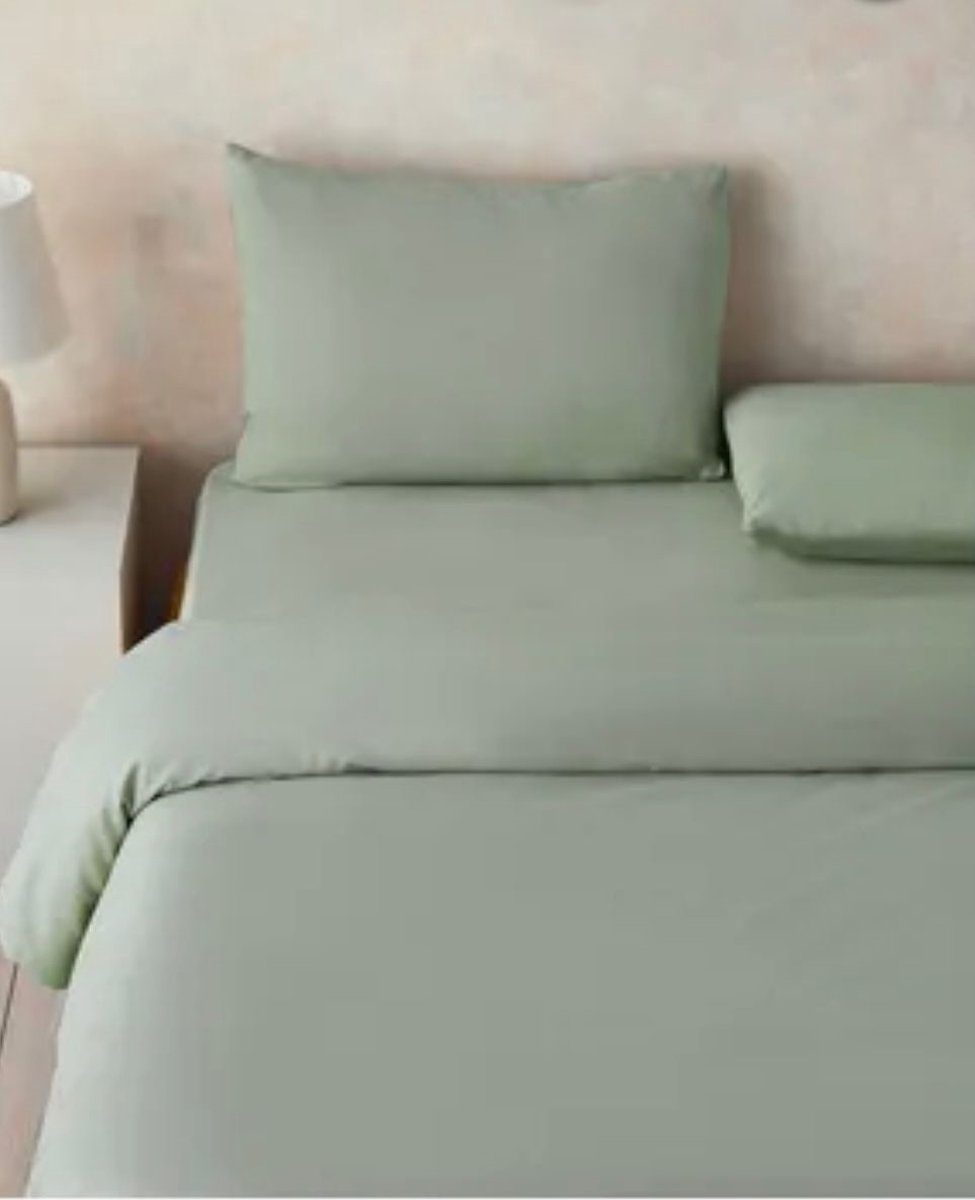 Lubna Home Dekbedovertrekset 240x220/200cm LITS-JUMEAUX KATOENSATIJN 83 DRAAD 2XKUSSENSLOOP 60X70 CM GROEN