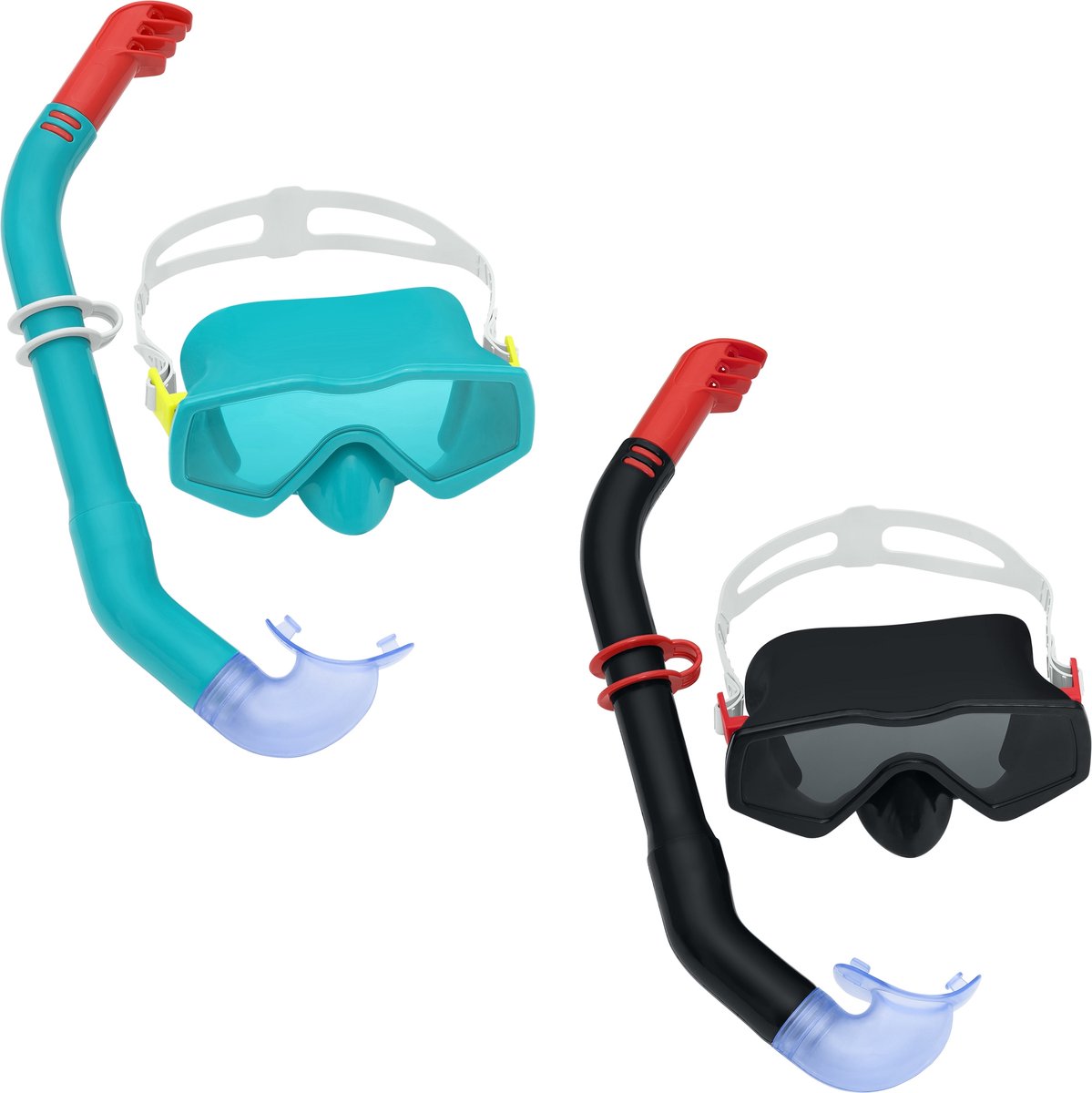 Bestway Set Masker en Buis Volwassene Afvoerklep Assorti Kleur Siliconen Riem +14 Jaar Strand en Zwembad 24069