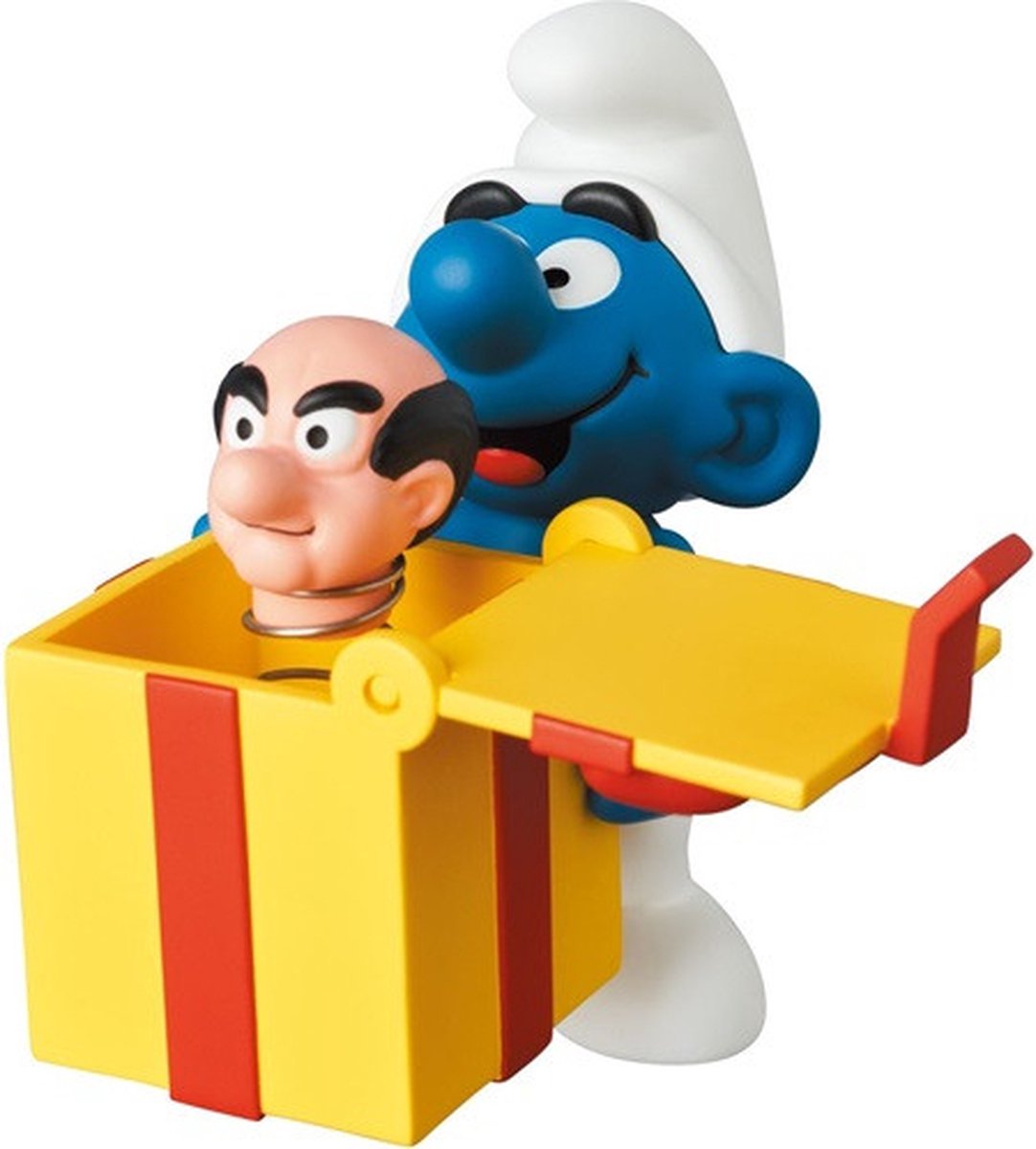 Medicom en de Smurfen - Loslmurf met cadeau - Gargamel hoofd - op blister - 8 cm