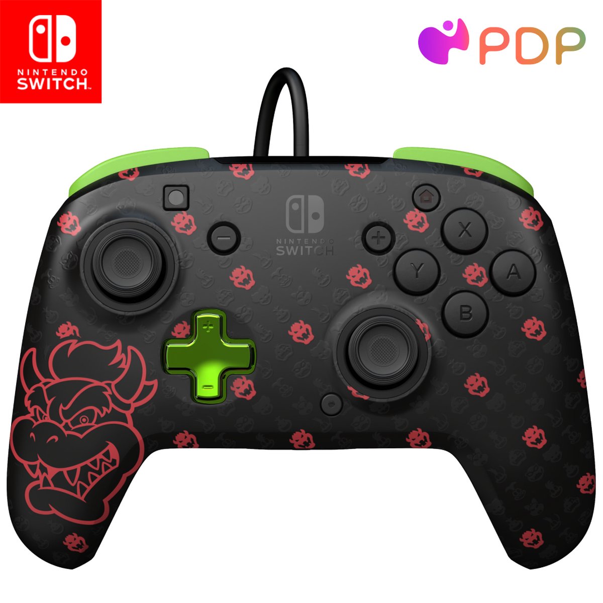 PDP Gaming Rematch Bedrade Controller - Bowser - Glow in the Dark - USB - Nintendo Switch