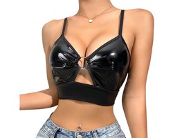 Glanzend Sexy Topje - BH - Zwart - Festival - Lingerie - Dames
