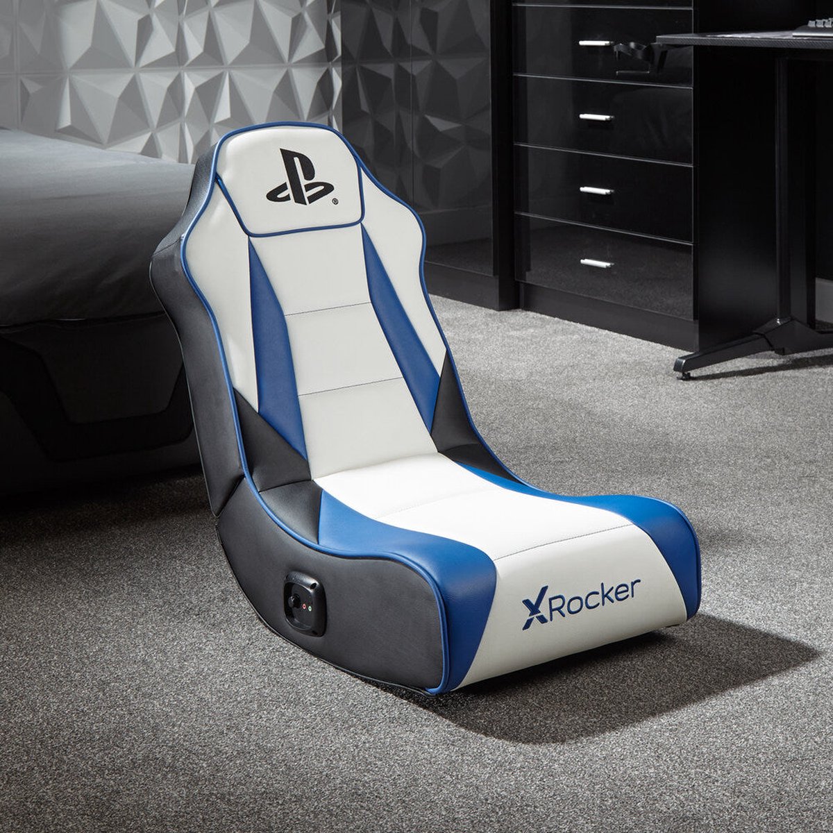 X-Rocker Officiele Playstation Geist 2.0 Stereo Audio Inklapbare Gamingstoel voor Junior 6 -12 jaar Blauw