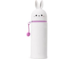 foto van LEGAMI - 2-in-1 etui van zachte siliconen – Kawaii, penhouder, siliconen ritssluiting, pennenzak, potloden, markers, H 18,5 cm, BUNNY