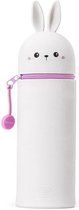 LEGAMI - 2-in-1 etui van zachte siliconen – Kawaii, penhouder, siliconen ritssluiting, pennenzak, potloden, markers, H 18,5 cm, BUNNY
