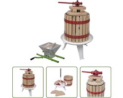 vidaXL Fruitpersset - Fruit- en wijnpers - 12L - Massief eikenhout - Gietijzeren hardware - Stamper - Robuuste constructie - Eenvoudige montage - Inclusief stoffen zak - vidaXL - Citruspers (handmatig)