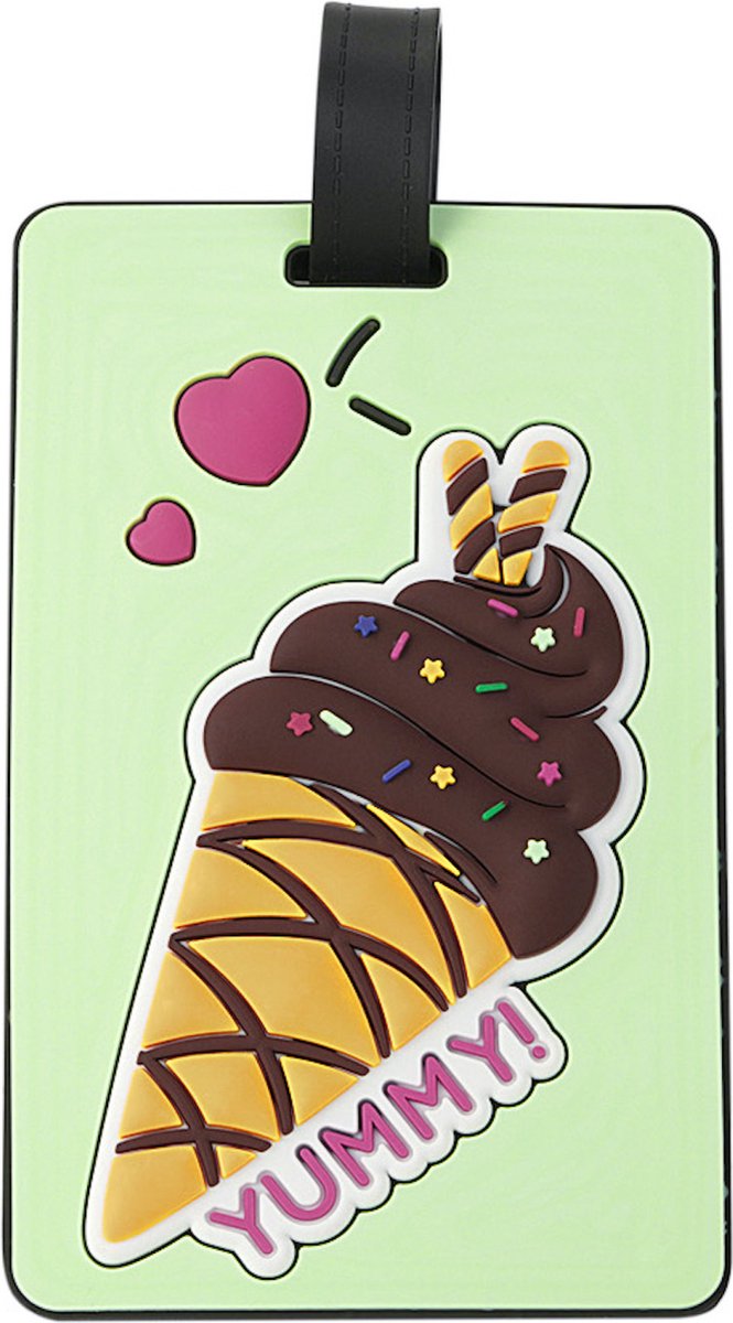 Bagabelabel Yummy! - Suitcase tag - 10.5 x 6.4 Cm - Ice cream - Kofferlabel - Damesdingetjes