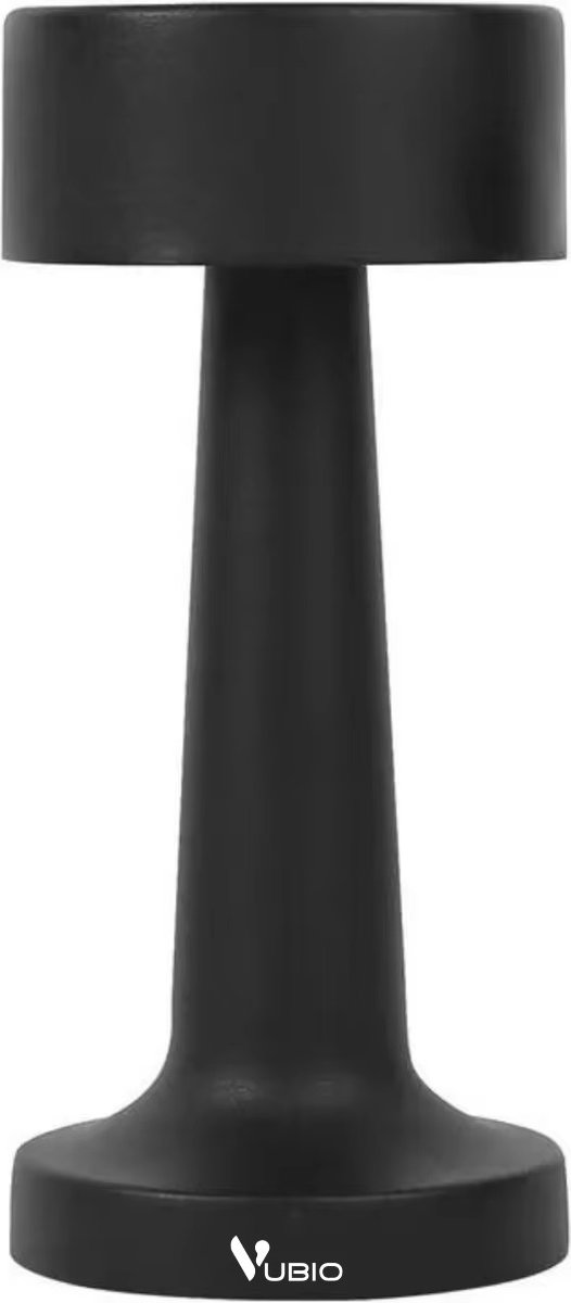 Vubio Tafellamp Zwart – Oplaadbaar & Draadloos – Touchlamp Dimbaar – 21 cm – Sfeerlamp voor Nachtkastje, Restaurant of Tent – LED Tafellamp