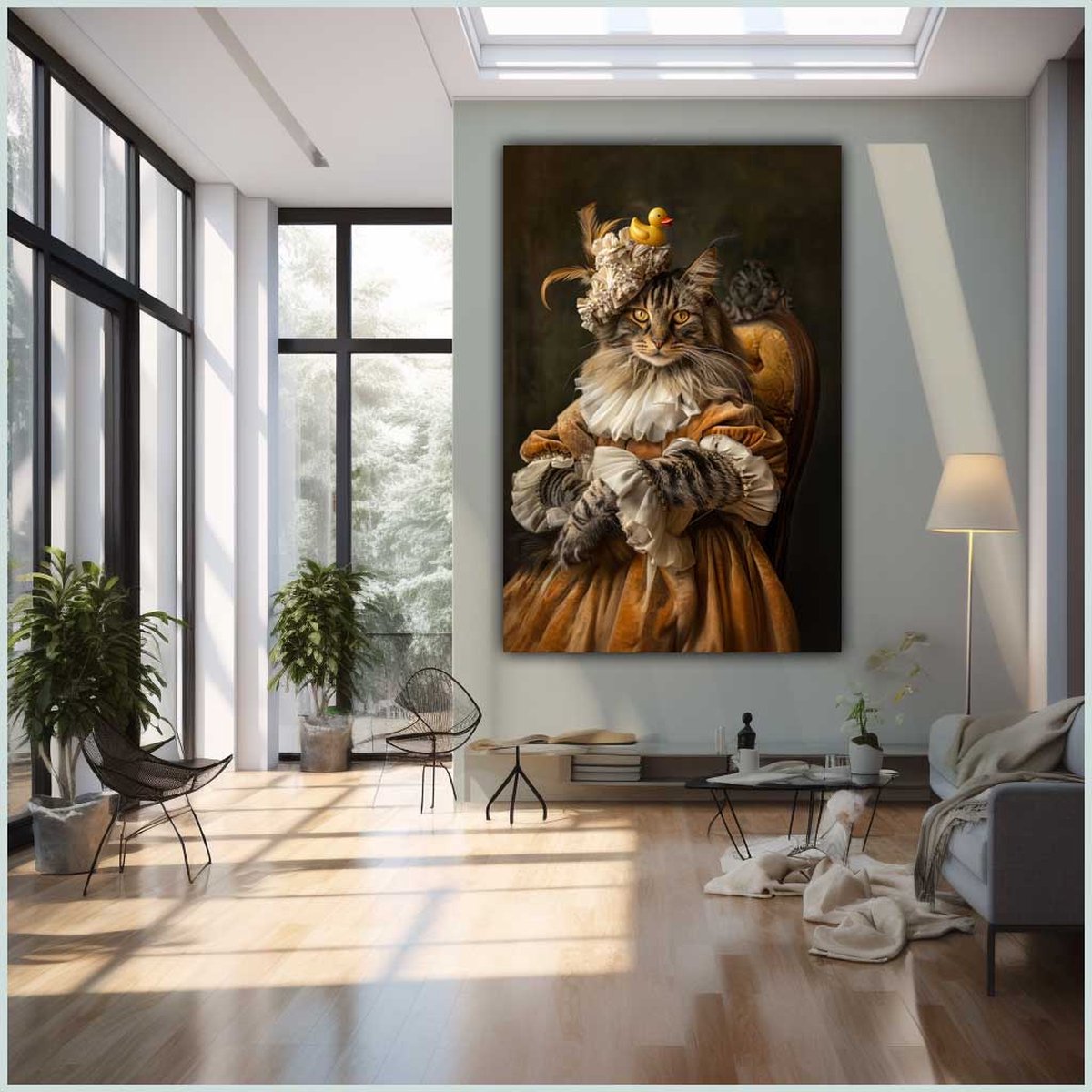 Canvas schilderij - Canvas - Staand - 50 x 70 cm - Portret - Dier - Kat - Vintage - Wanddecoratie - Muurdecoratie woonkamer - Uniek - Exclusief -Picturetopicture