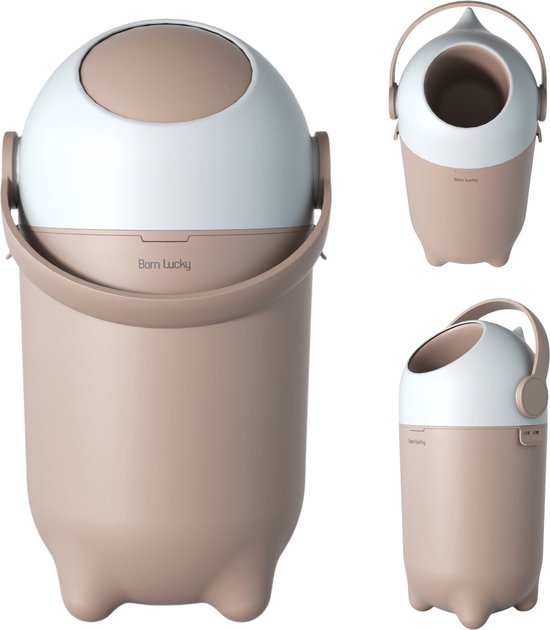 Seau à couches Born Lucky avec système anti Geur - Jusqu'à 25 Couches (15 L) - Rose