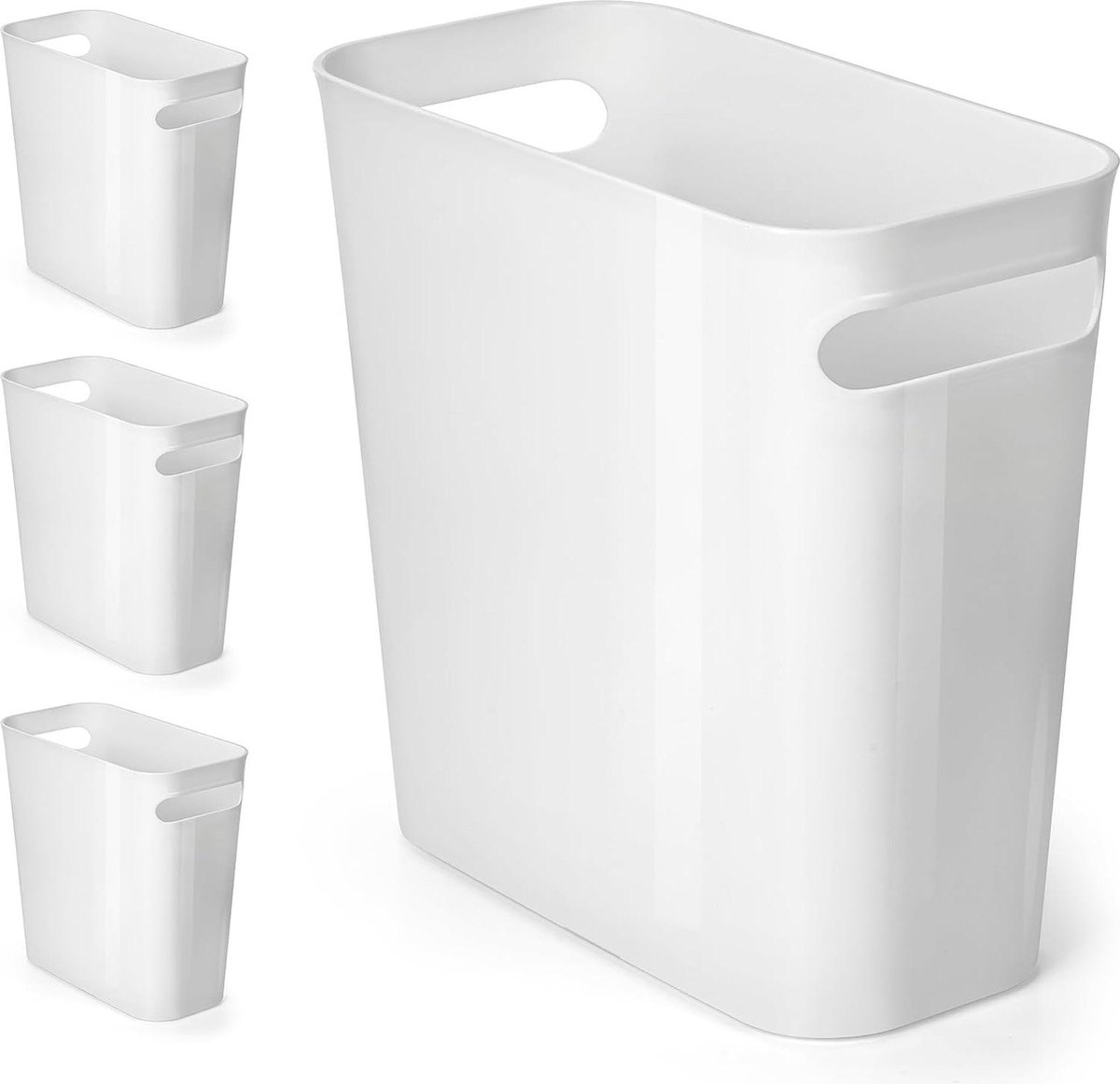 Goedkoopste Prullenbak 6 L Wit Kleine - Dunne Plastic Afval Bakjes met Handvatten - Smalle Afvalbak voor Slaapkamer Badkamer Woonkamer Onder Bureau Kinderkamer Keuken