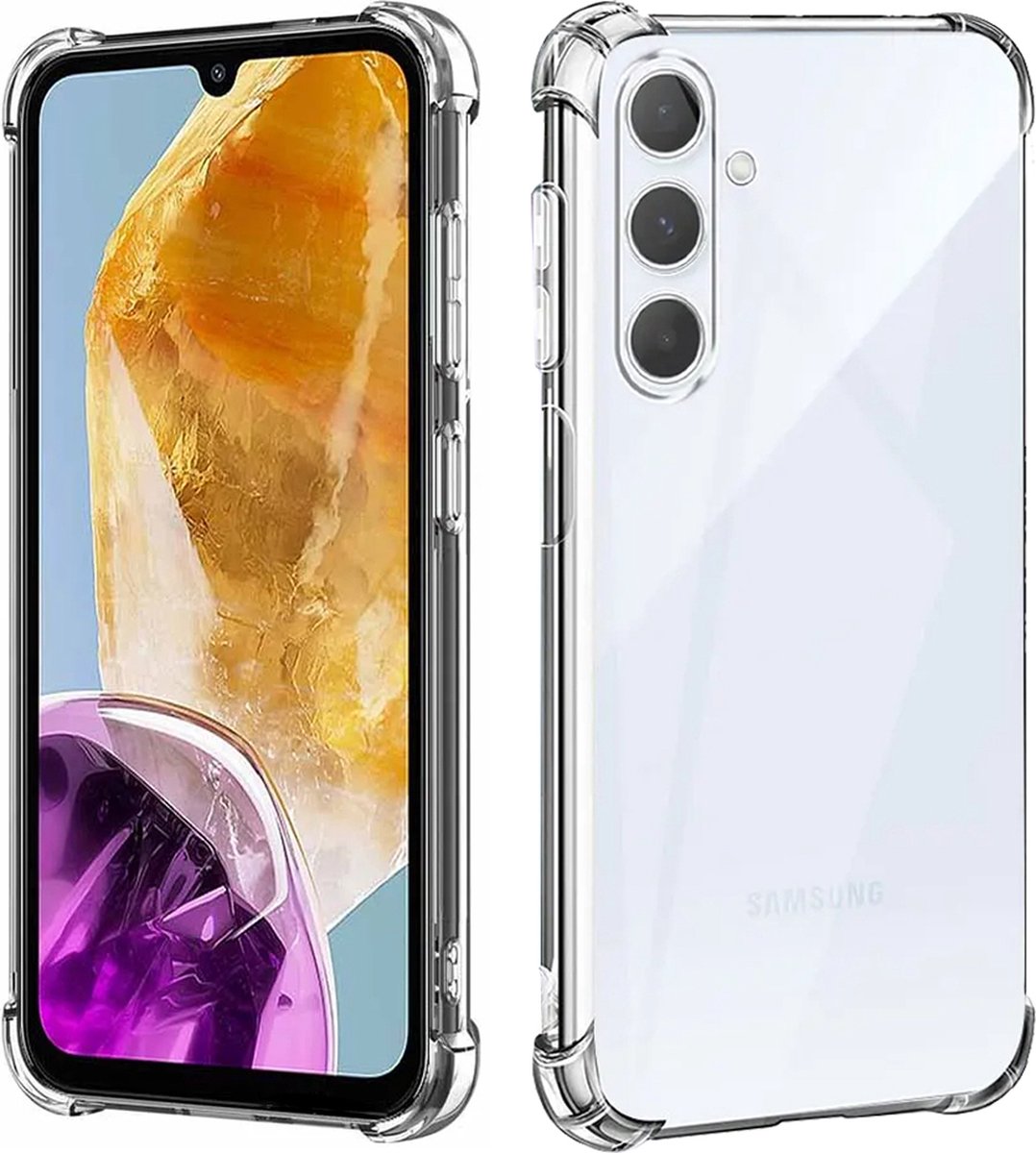 Techsuit Shockproof Silicone Back Cover hoesje voor Samsung Galaxy M15 - Transparant