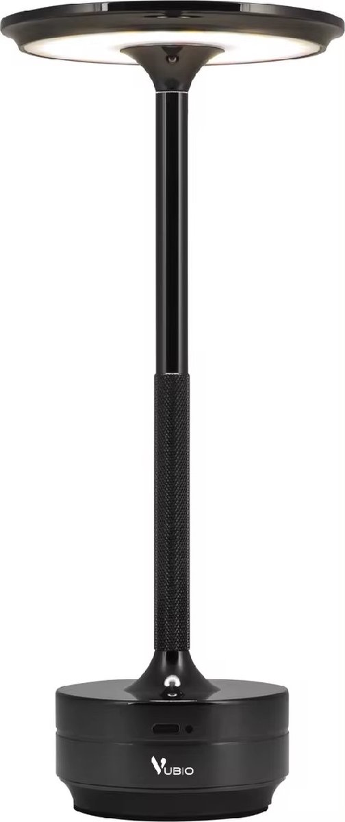 Vubio Draadloze Tafellamp - Zwart - Oplaadbaar - Dimbaar - Touch lamp - 27cm - Industrieel - Sfeerverlichting - Restaurant