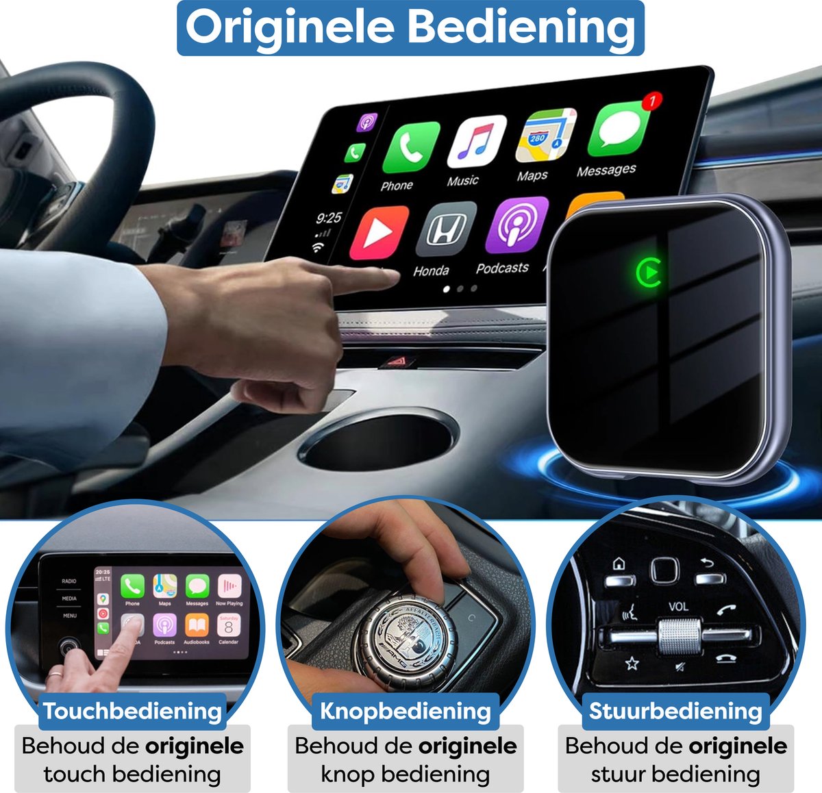 Draadloze CarPlay Adapter Bluetooth Wifi – Apple CarPlay & Android Auto Dongle voor Auto USB-A/USB-C - Afbeelding 5