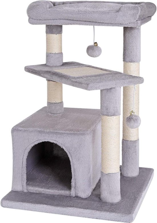 lionto krabpaal voor katten met hol & 2 pluche ballen incl. belletjes, hoogte 60 cm, kattenboom met sisaltouw & zacht pluche, comfortabele ligplek, geschikt voor kleine & grote katten, donkergrijs lionto krabpaal voor katten met hol & 2 pluche ballen incl. belletjes, hoogte 60 cm, kattenboom met sisaltouw & zacht pluche, comfortabele ligplek, geschikt voor kleine & grote katten, donkergrijs