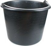 Bouwemmer - 20 liter - emmer met metalen hengel - huishoudemmer - zwart