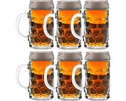Oktoberfest Bierglazen/Bierpullen - 6x - glas - 1 liter - met handvat - het klassieke model