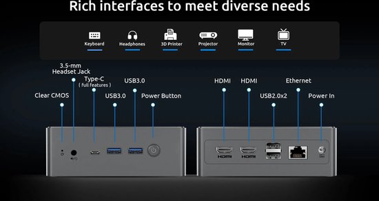 BMAX B4 Plus Mini PC - Intel N100 - 16GB RAM - 512GB SSD - Windows