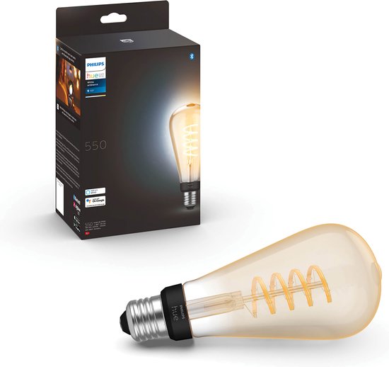 Philips Hue Standaardlamp 1-Pack - E27 - Duurzame LED Verlichting - Warmwit Licht - Dimbaar - Verbind met Bluetooth of Hue Bridge - Werkt met Alexa en Google Home