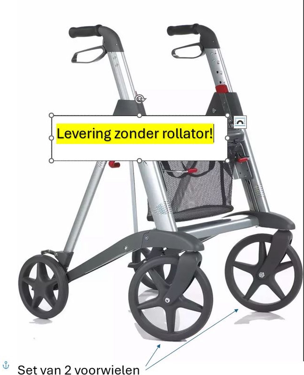 Voorwielen geschikt voor Access rollator Active, set van 2 stuks (levering zonder rollator)