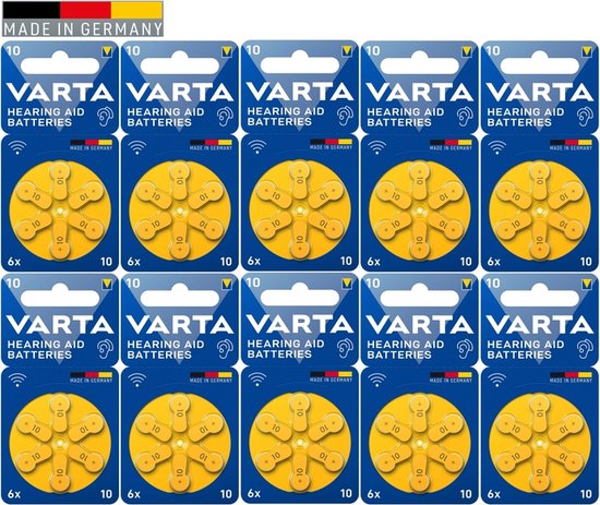 Piles auditives Varta type 10 - Zinc-air 1,4 V - 60 pièce(s)