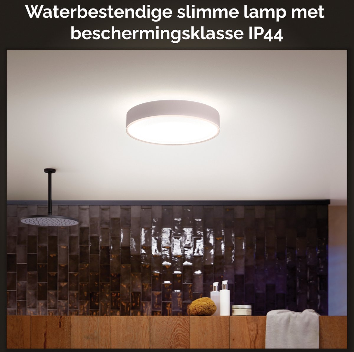 Philips Hue Devere badkamerplafondlamp - warm tot koelwit licht - wit - 38cm - 1 dimmer switch — afbeelding 4