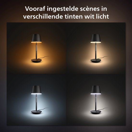 Philips Hue Go draagbare tafellamp - wit en gekleurd licht - zwart