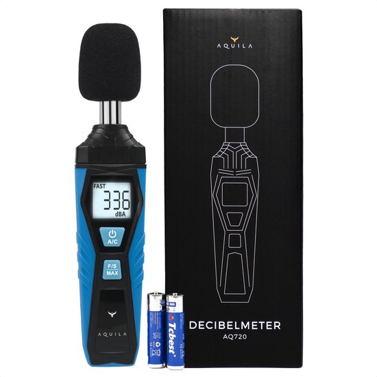 Aquila Digitale Decibelmeter voor Geluidsisolatie - Nauwkeurig 1.5 DB - Meter 30 tot 130 Decibel - Geluidsmeter - Incl Batterijen & Opbergetui
