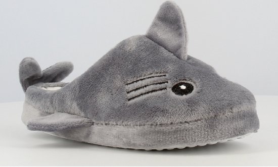 Chaussons enfants tendance et amusants requin - très doux - facteur amusant - pour garçons et filles - gris - taille 35