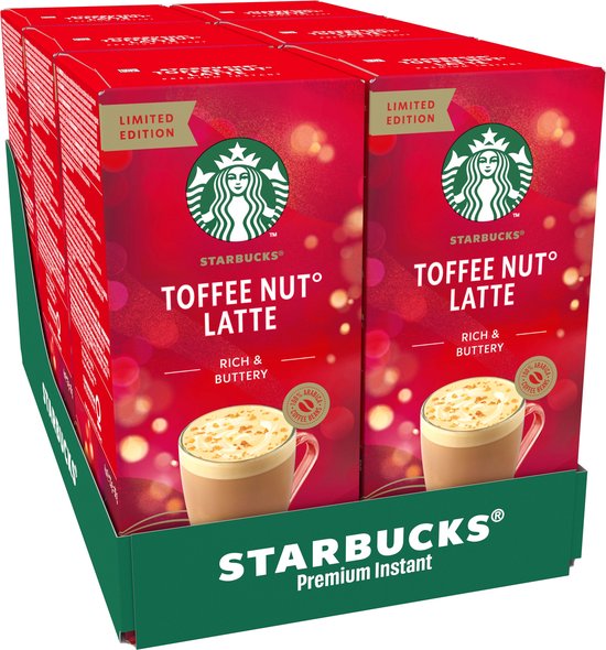 Café instantané Starbucks Premium Toffee Nut Latte - 6 boîtes de 4 sachets