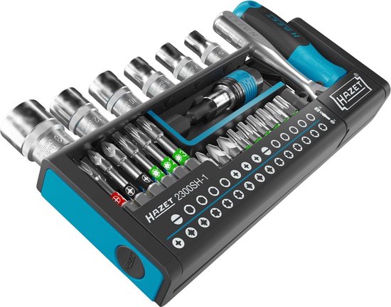 HAZET SmartHolder gereedschapshouder 2300SH-1 | 39-delige bit-set, aandrijving: zeskant 6,3 (1/4 inch), vierkant 6,3 mm (1/4 inch) | praktische gereedschapsset uiterst handig en compact