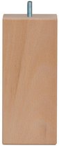 Meubelpoot vierkant 7 bij 7 cm en hoogte 16 cm van massief hout (M8) - Set van 4 stuks