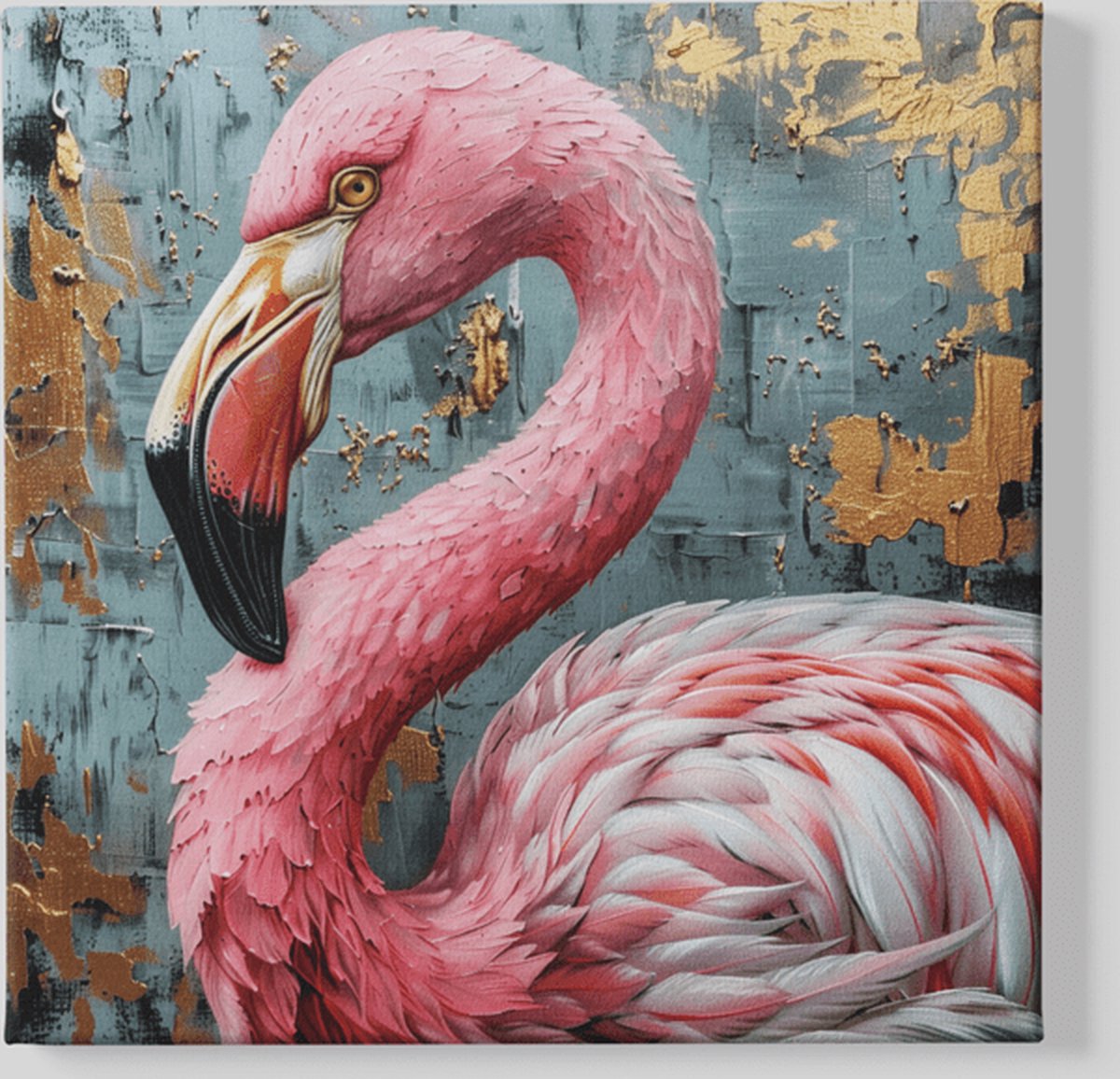 Trendex Global Vierkant Canvas Schilderij - Flamingo - 60x60x2 cm Roze