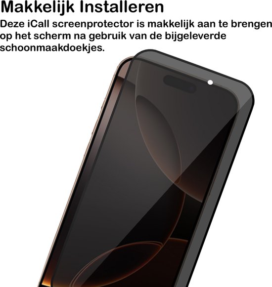 Privacy Screenprotector geschikt voor iPhone 16 Pro - Volledig Dekkend Gehard Glazen Tempered Glass Krasbestendige Screen Protector